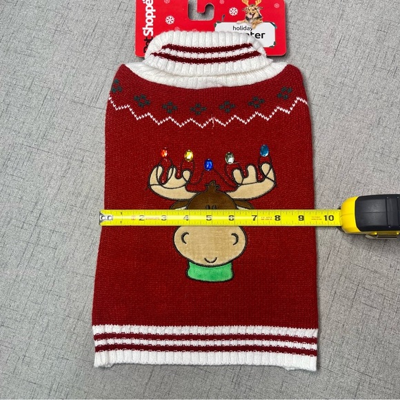 Pet Dog Christmas Sweater Reindeer with Lights Red White Medium Nwt - Picture 5 of 6